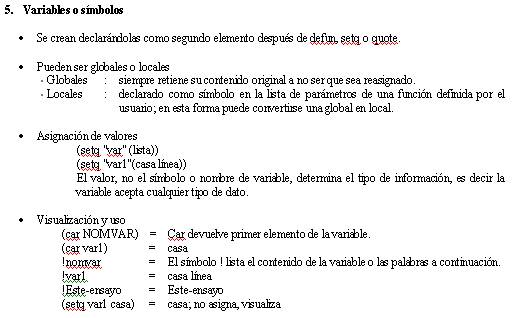 Manual Lisp, Variables.